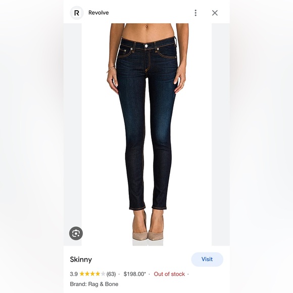 Rag Ana Bone Skinny Kensington Jean - Picture 1 of 7